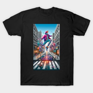 Boombox Leap: The Urban Symphony of Street Beats T-Shirt